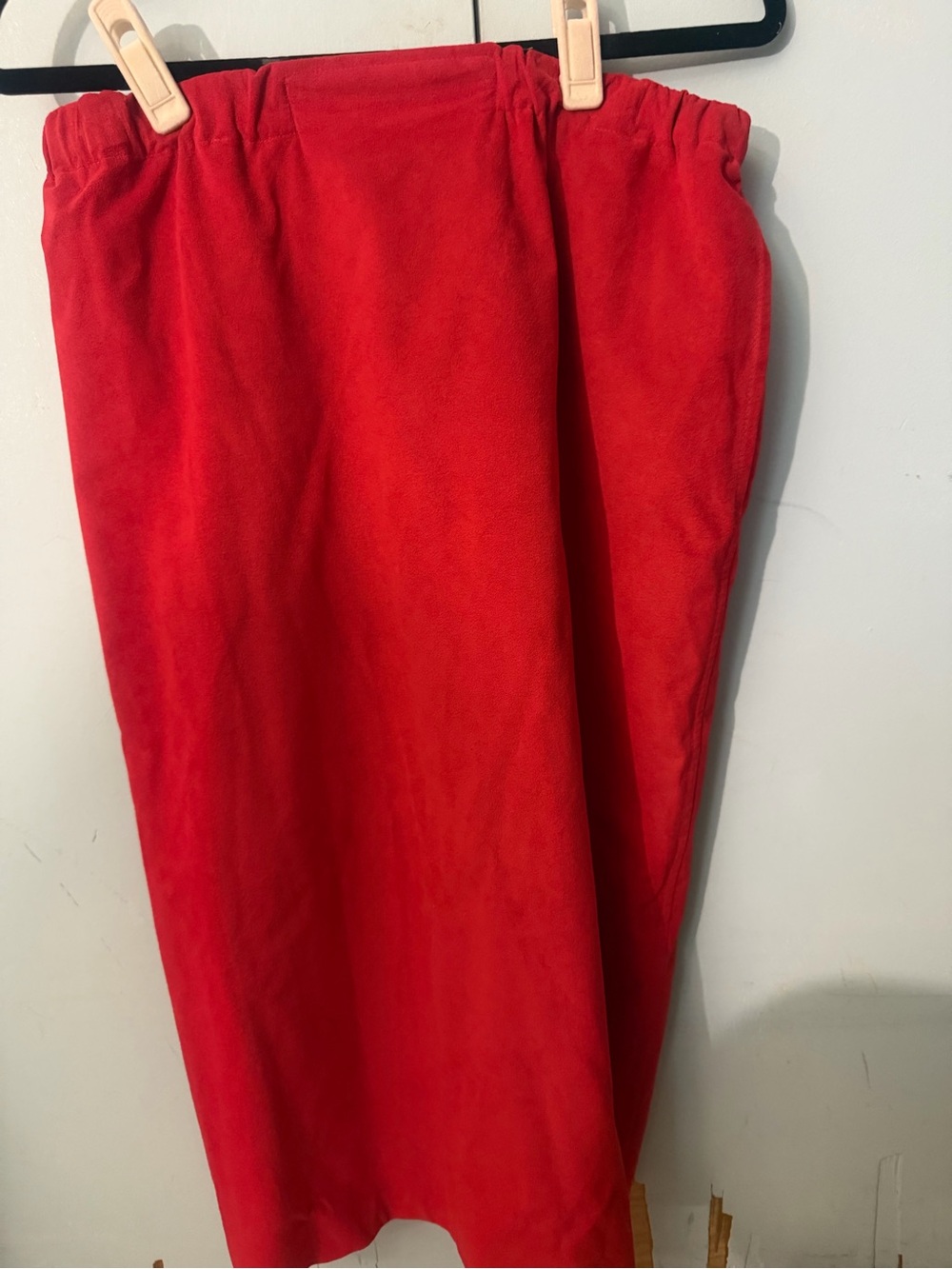 Vintage 70s 80s Samuel Robert Red Ultrasuede Midi Skirt Size 14 USA